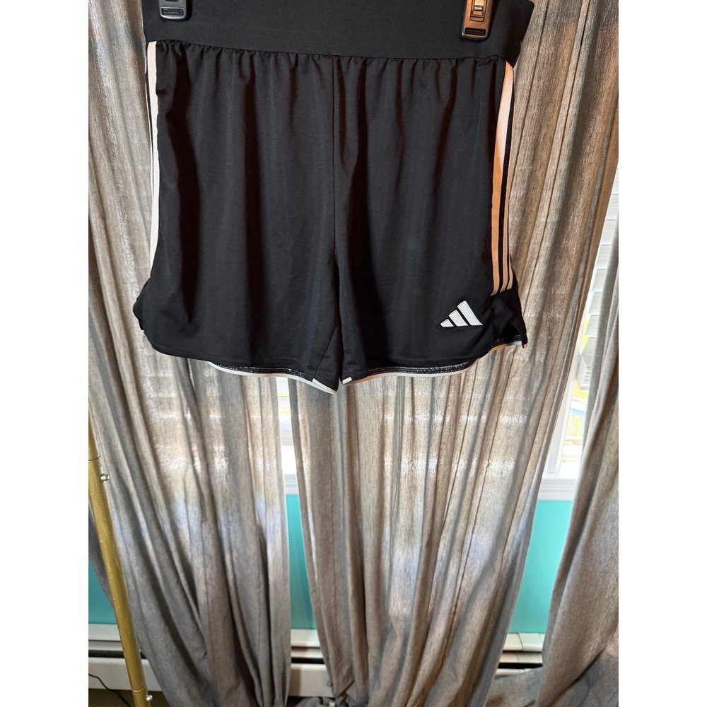 Adidas AEROREADY Black White 3-Stripe Athletic Training Shorts Womens Large L